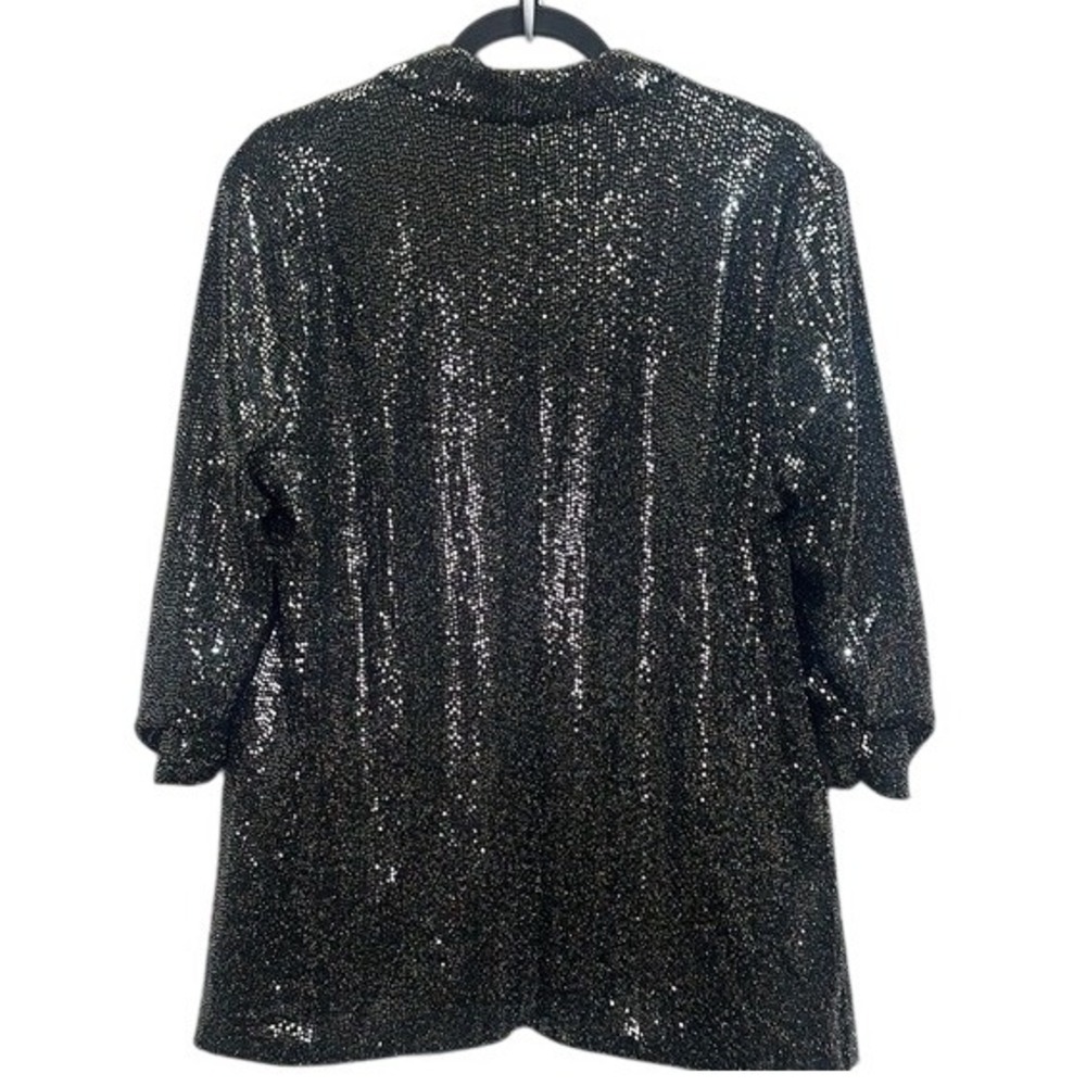 C by One Women's Black and Silver Sequin Blazer Medium, Metallic - Open Front - Picture 8 of 10